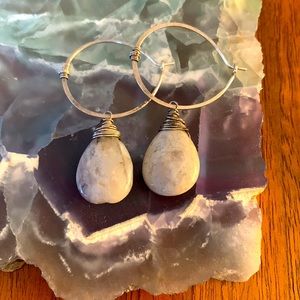New Beautiful Silver & Agate Earrings